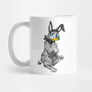 Bobtail BunnyCat: Silver Tabby (Black) Mug